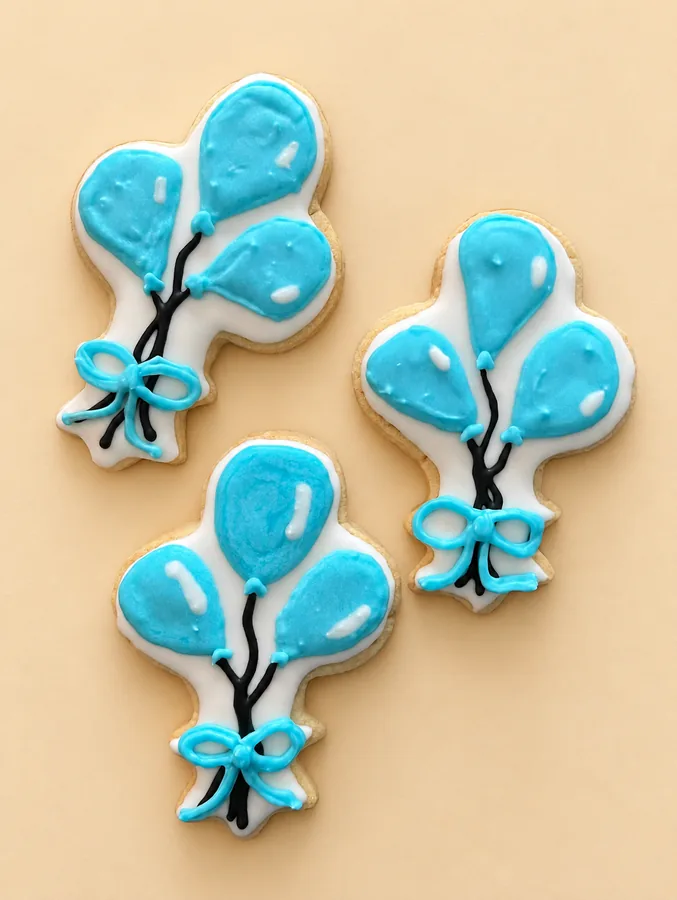 Blue balloon bouquet birthday cookies
