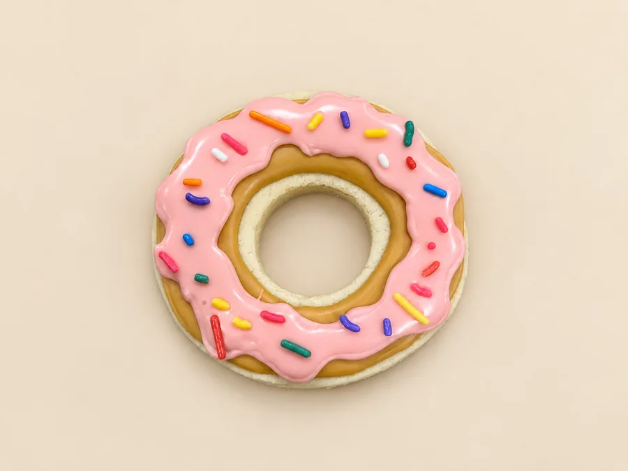 Chanukah single pink donut cookie