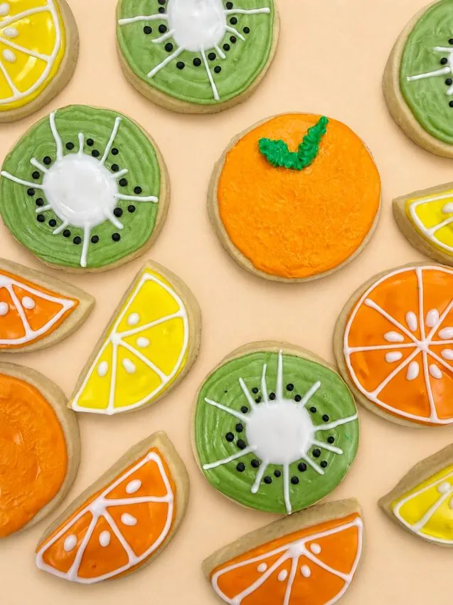 Citrus slice cookies: lemon, lime, orange, kiwi