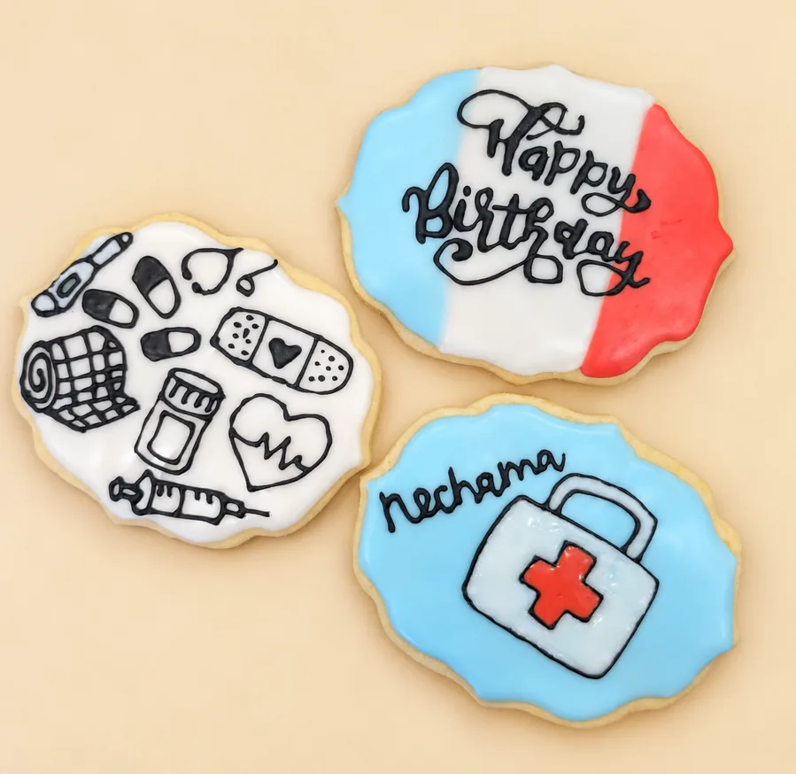 Nechama nurse birthday and flag cookies